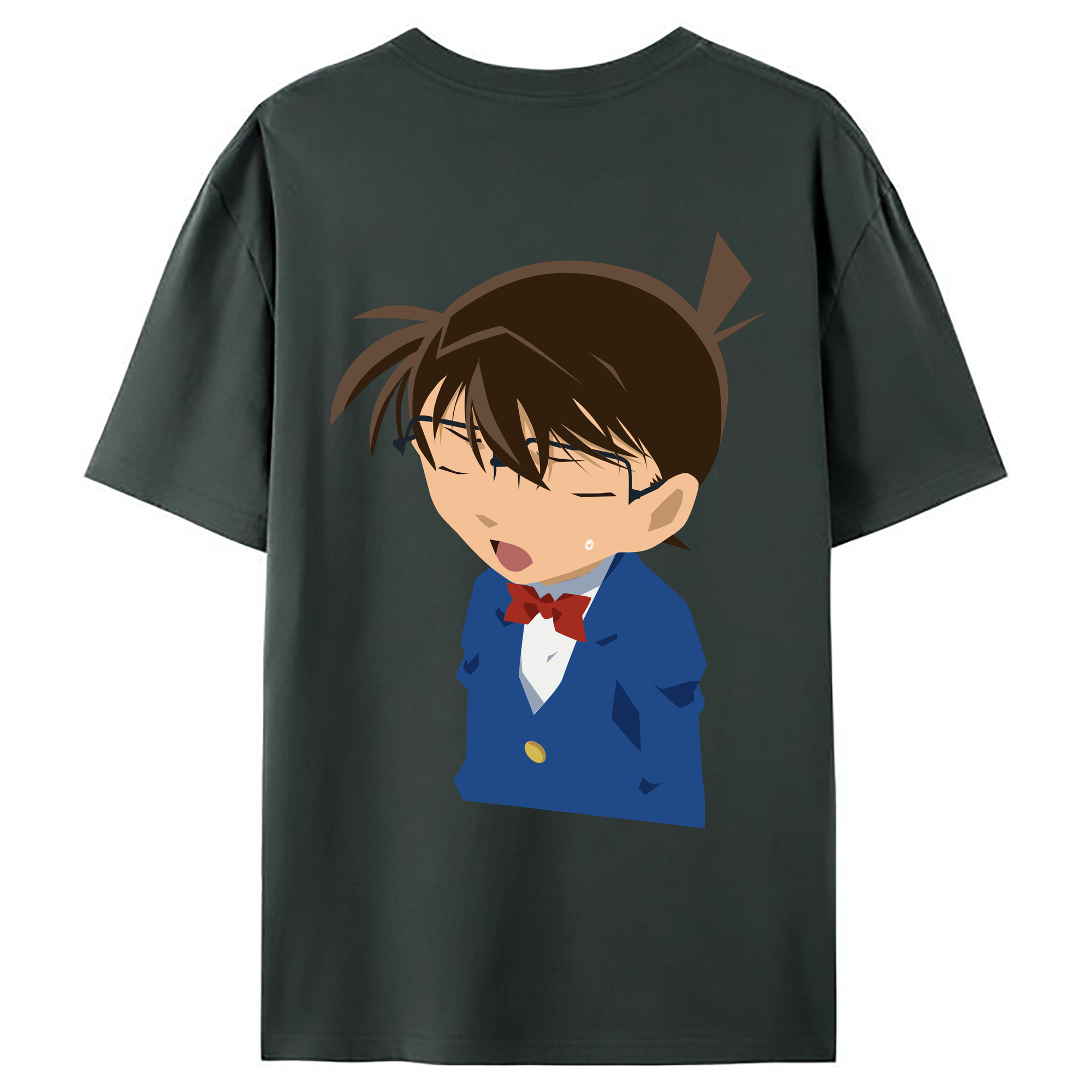 （画像用） 名探偵コナン 江戸川 コナン Detective Conan Conan Edogawa 綿100％ メンズ半袖Tシャツ（バックプリント） 通気性